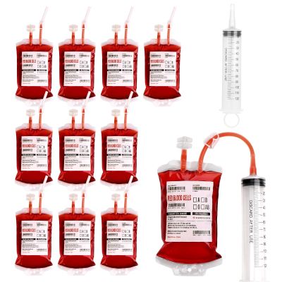 UNIMEIX 30 Pack Halloween Blood Bags for Drinks, Fake Blood Drink Pouches Reusable Juice Drink IV Bag for Vampire Party Theme Party Halloween Decoration