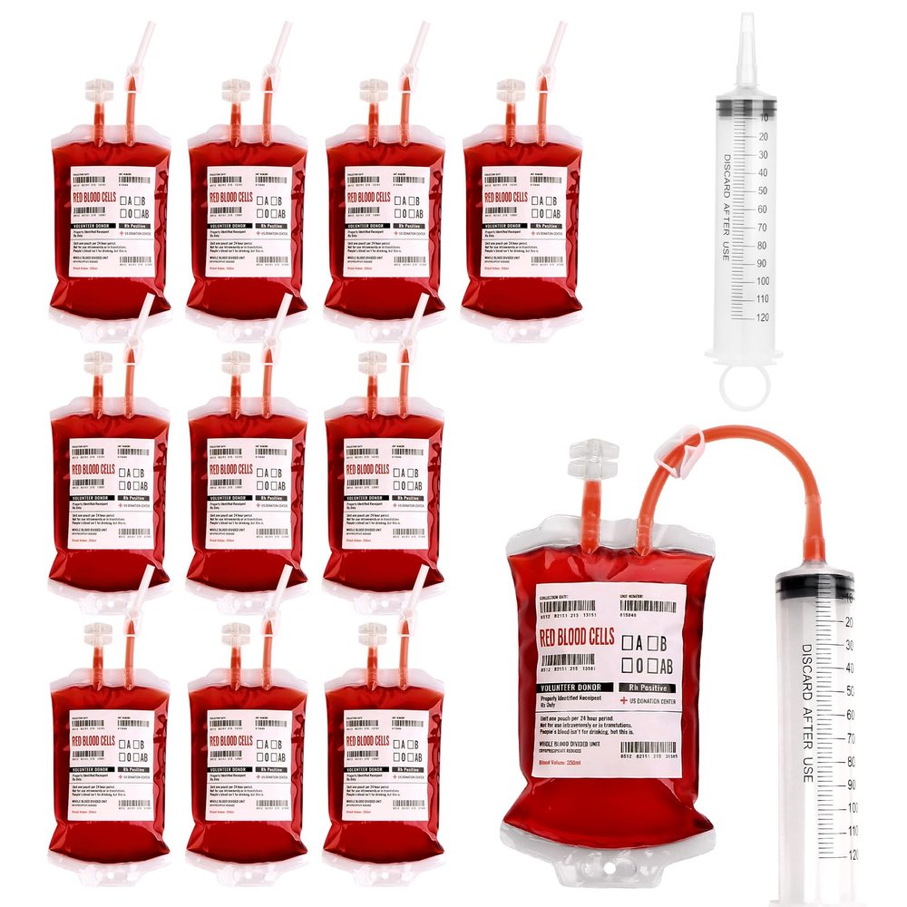 UNIMEIX 30 Pack Halloween Blood Bags for Drinks, Fake Blood Drink Pouches Reusable Juice Drink IV Bag for Vampire Party Theme Party Halloween Decoration