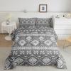 Erosebridal Boho Western Full Bedding Sets for Men Grey White Geometric Bohemian Quilt Exotic Ethnic Tribal Aztec Comforter Set Rustic Farmhouse Duvet Insert Southwestern Room Decor 2 Pillow Cases view 2