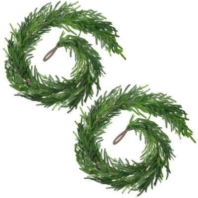 Jutom 2 Pcs,60 Inches Christmas Real Touch Norfolk Pine Garlands Artificial Greenery Faux Christmas Norfolk Pine Garlands for Holiday Seasonal Indoor Home Decor Mantle