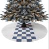 Xmas Tree Skirts Ornaments,Farmhouse Buffalo Check Plaid Navy Blue and White Xmas Tree Mat for Holiday Party Indoor Outdoor Home Decorations 48inch view 1