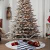 Xmas Tree Skirts Ornaments,Farmhouse Buffalo Check Plaid Navy Blue and White Xmas Tree Mat for Holiday Party Indoor Outdoor Home Decorations 48inch view 4