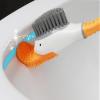 RoLTin Toilet Brush, Non Dead Corner Long Handle Soft Fur Toilet Brush, Wall Hanging and Floor Cleaning Brush, Cute Bathroom Cleaning Set Pink view 3