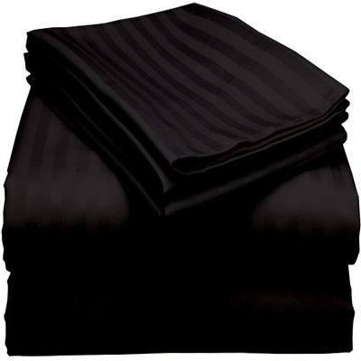 400 Thread Count Luxury Full Size, Egyptian Cotton 1 Pc Flat Sheet 100% Egyptian Cotton Premium Long Staple Color Black StripePattern
