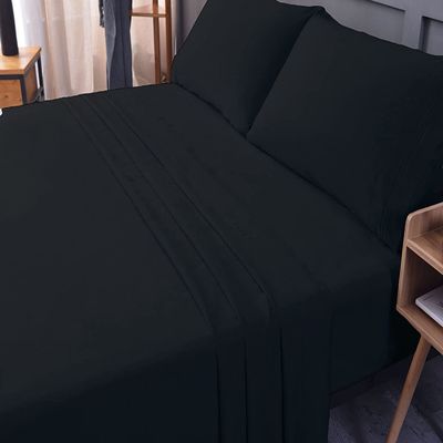 400 Thread Count Luxury King Size, Egyptian Cotton 1 Pc Flat Sheet 100% Egyptian Cotton Premium Long Staple Color Black Solid Pattern