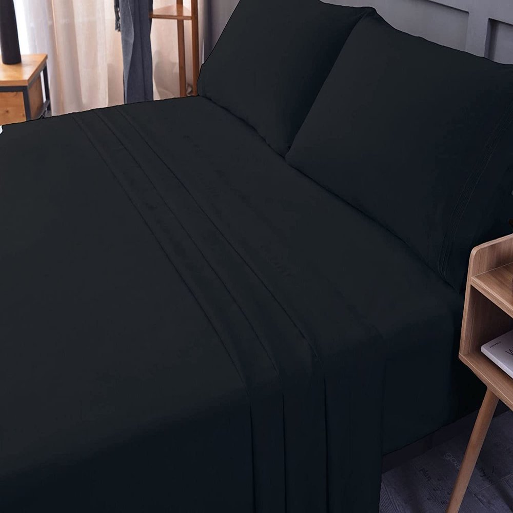 400 Thread Count Luxury King Size, Egyptian Cotton 1 Pc Flat Sheet 100% Egyptian Cotton Premium Long Staple Color Black Solid Pattern