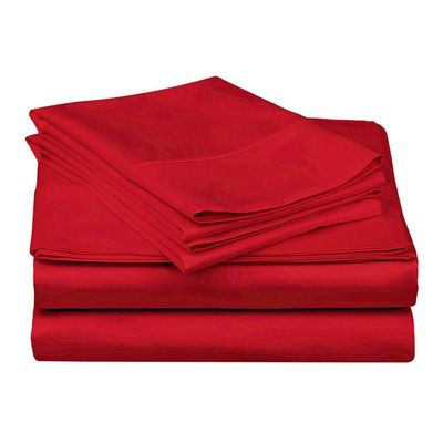 400 Thread Count Luxury Twin XL Size, Egyptian Cotton 1 Pc Flat Sheet 100% Egyptian Cotton Premium Long Staple Color Red Solid Pattern