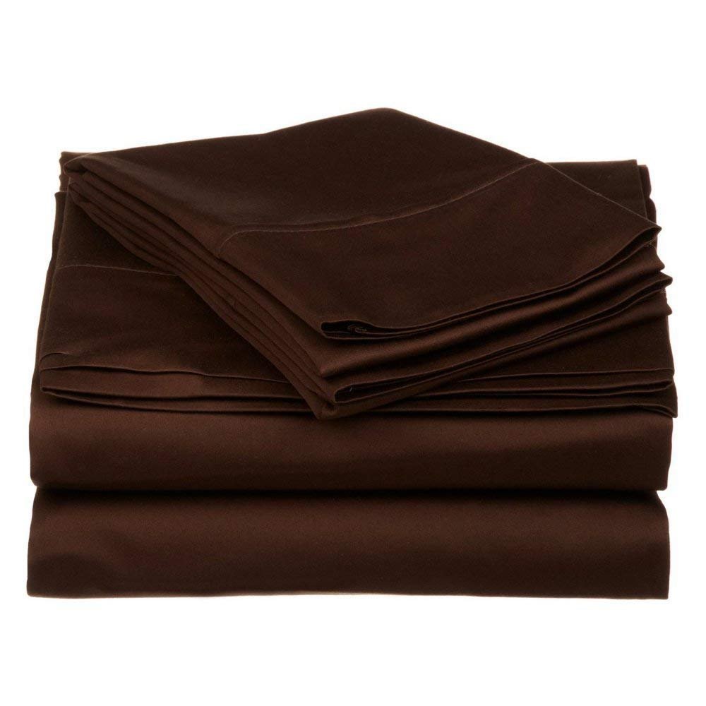 400 Thread Count Luxury Twin XL Size, Egyptian Cotton 1 Pc Flat Sheet 100% Egyptian Cotton Premium Long Staple Color Choclate Solid Pattern