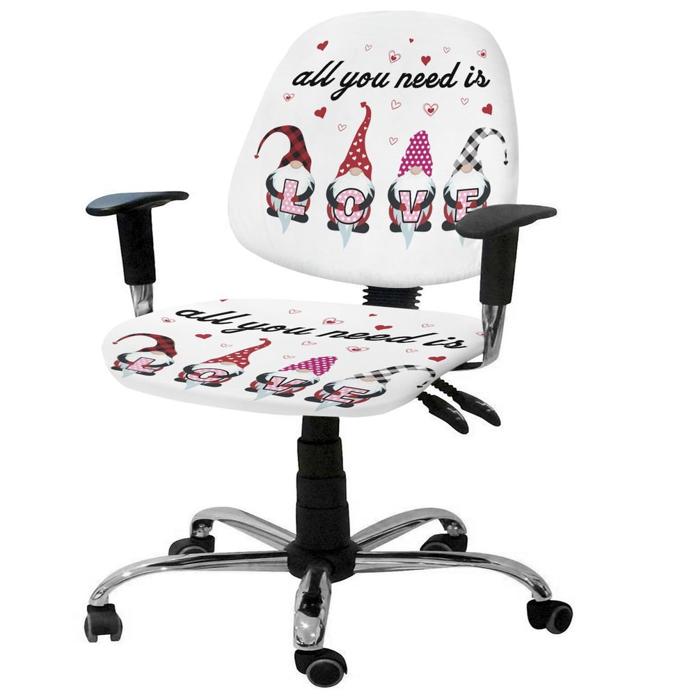 EwdeWwo Office Chair Cover, Valentine's Day Heart Dwarf All You Need is Love Universal Rotating Chair Slipcover Protective & Stretchable Chair Seat Cover for Desk Computer Chair