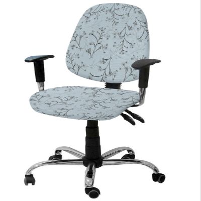 EwdeWwo Office Chair Cover, Pop Art Botanical Flowers Black Lines Blue Stripes Universal Rotating Chair Slipcover Protective & Stretchable Chair Seat Cover for Desk Computer Chair