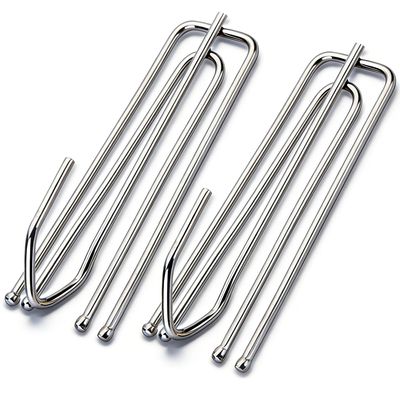 Curtain Pleat Hooks Stainless Steel, 60 Pack Drapery Hook and Pins for Pleated Drapes 4 Prongs Pinch Pleat Hooks for Window Door Bathroom Curtain,(2.7x0.9 inch, Silver)