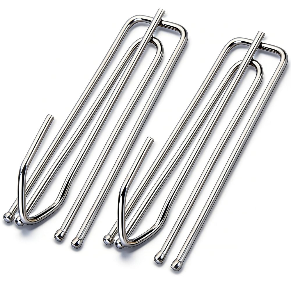 Curtain Pleat Hooks Stainless Steel, 60 Pack Drapery Hook and Pins for Pleated Drapes 4 Prongs Pinch Pleat Hooks for Window Door Bathroom Curtain,(2.7x0.9 inch, Silver)