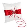 Wedding Ring Pillow, Bridal Ring Bearer Holder Cushion 4 Colors Wedding Ring Bearer Holder Pillow Cushion with Bowknot Stain Double Hearts Diamonds Wedding Accessories Decor(Red) view 3