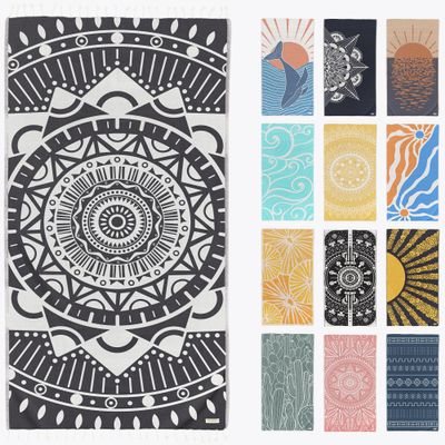 FESHKA Sand Free Turkish Beach Towel (37 x 67) Quick Dry Bath Towel, Oversized Beach Blanket, Lightweight for Travel - Made with 100% Organic Turkish Cotton - Wanderer (Black)