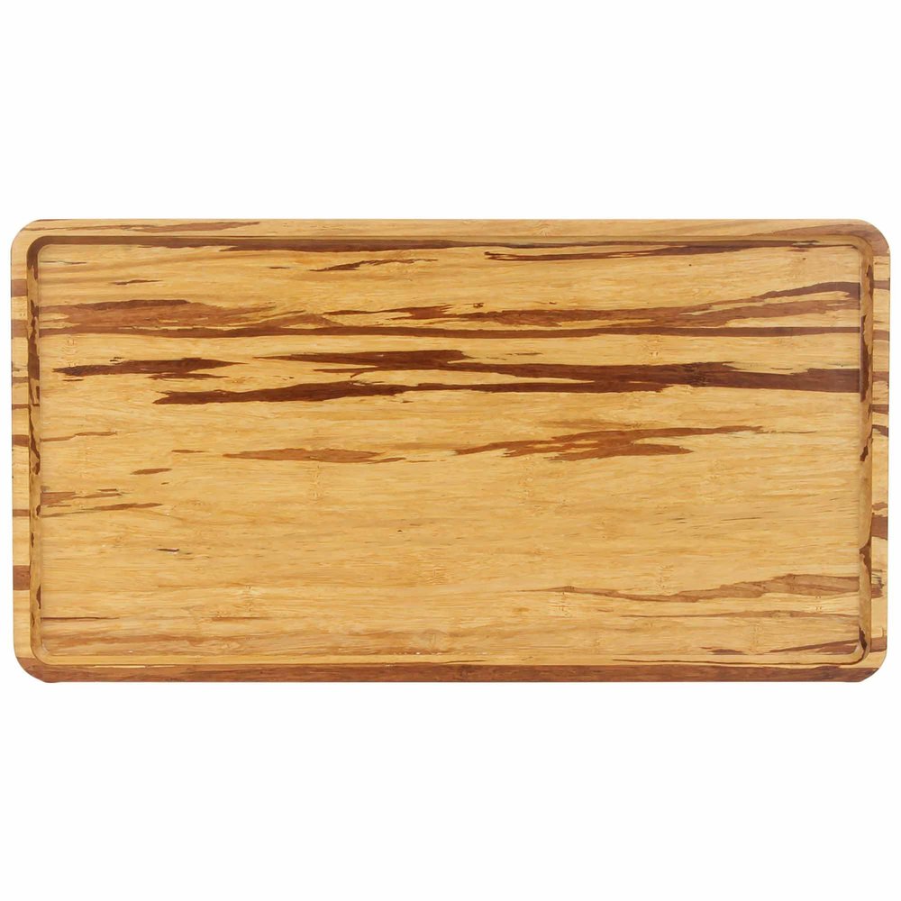 BambooMN Rectangular Nested Bamboo Serving Tray - Tiger Stripe - 17 x 9 x 0.75