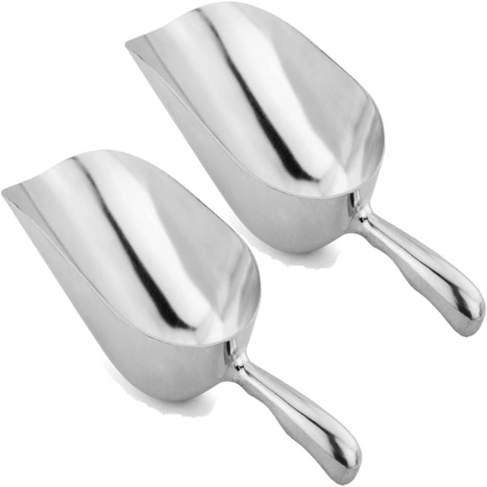 Soro Essentials- 57 oz. Aluminum Utility Ice Scoops with Contoured Handle Set of 2- Ice Cube Scoops Shovel Scoop Kitchen Utility Scooper for Ice Maker Freezer Coffee Bean Food Candy Flour