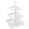3 Tier Serving Tray, White Plastic 3 Tiers Dessert Cakecup Stand, Cookie Display Tower Tray, Fruit Tray for Wedding Tea Birthday Party Fruit Tea Party (Rectangle) view 1