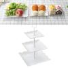 3 Tier Serving Tray, White Plastic 3 Tiers Dessert Cakecup Stand, Cookie Display Tower Tray, Fruit Tray for Wedding Tea Birthday Party Fruit Tea Party (Rectangle) view 4