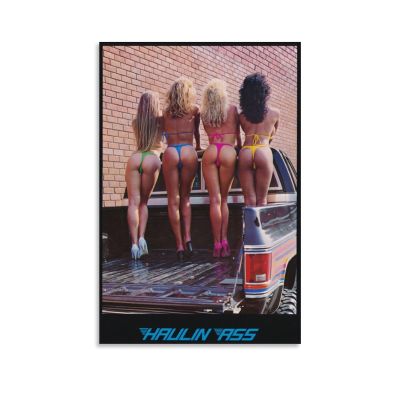 1970s 1980s Haulin Ass Bathing Suit Girls Pinup Poster - Pickup Truck Vintage Original Album Art Decor Painting Wall Art Canvas - Bedroom Decor 12x18inch(30x45cm) Unframed