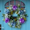 MinimalistXS 15.75" Blue Peony Wreath, Spring to Winter, Indoor/Outdoor, Handcrafted with Materials view 1