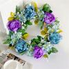 MinimalistXS 15.75" Blue Peony Wreath, Spring to Winter, Indoor/Outdoor, Handcrafted with Materials view 2
