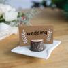 Wettin 12Pcs Rustic Wood Place Card Holders with 15Pcs Kraft Place Cards, Wooden Tables Number Holder, Table name card holders Photo Clips, for thanksgiving Wedding Birthday Party. view 2