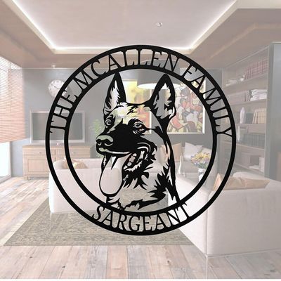 Belgian Malinois Metal Sign, Personalized Dog Name Sign, Custom Dog Metal Sign, Dog Metal Wall Art, Dog Decor, Dog Address Sign, Pet Name Sign, Dog House Sign Led Light Dad Mom Gifts