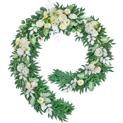 Lisuun 9FT Wedding Arch Flower Garland, Handmade Wedding Table Decorations,Head Table Floral Decor for Noble and Charming Wedding Ceremony