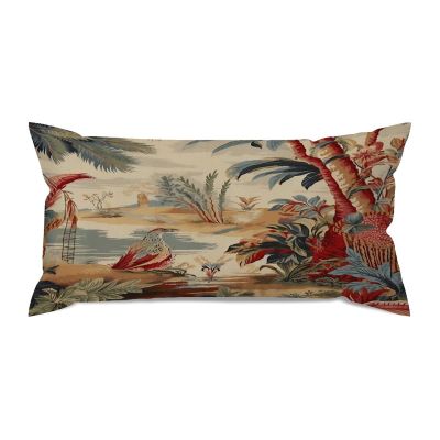 Chinoiserie Red Floral Bird Cushion Cover Case with Zipper 12x24in Canvas Pillow Cover Rectangle Pillow Case for Couch Bed Car Pub Coffee Bar Living Room Decoration