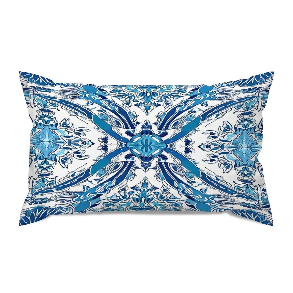 Blue and White Cairo Decorative Throw Pillow Covers 12x20in Farmhouse Rectangle Accent Pillow Cases Cushion Cover Cases for Sofa Chair Bedroom Home Decor