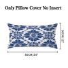 Zipped Pillow Cases for Home Decor Indigo Blue Trellis Throw Pillow Cover Farmhouse Cushion Cover Cases for Living Room Club Home Decor 12x24in view 2