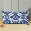 Zipped Pillow Cases for Home Decor Indigo Blue Trellis Throw Pillow Cover Farmhouse Cushion Cover Cases for Living Room Club Home Decor 12x24in view 3