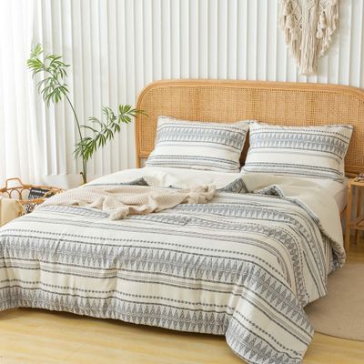 COTTEBED Western Comforter Set King Beige Ultra Soft Lightweight Microfiber Bohemian Chic Aztec Comforter 1 Down Comforter Set & 2 Pillowsham for All Season Use,Boho Comforter Set King