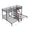 Brabrety Metal Triple Bunk Bed with Storage Shelves Staircase, Twin Over Twin & Twin Bunk Bed with Safety Guardrail for Kids Teens Adults Bedroom and Dormitory. (Black#P) view 2