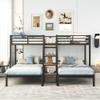 Brabrety Metal Triple Bunk Bed with Storage Shelves Staircase, Twin Over Twin & Twin Bunk Bed with Safety Guardrail for Kids Teens Adults Bedroom and Dormitory. (Black#P) view 3