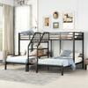 Brabrety Metal Triple Bunk Bed with Storage Shelves Staircase, Twin Over Twin & Twin Bunk Bed with Safety Guardrail for Kids Teens Adults Bedroom and Dormitory. (Black#P) view 4