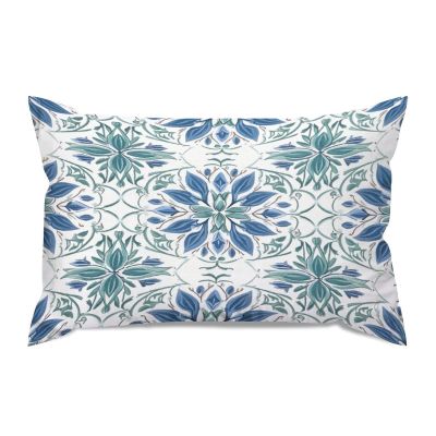 Blue and Green Floral Pattern Decorative Throw Pillow Covers 12x18in Farmhouse Rectangle Accent Pillow Cases Cushion Cover Cases for Sofa Chair Bedroom Home Decor