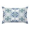 Blue and Green Floral Pattern Decorative Throw Pillow Covers 12x18in Farmhouse Rectangle Accent Pillow Cases Cushion Cover Cases for Sofa Chair Bedroom Home Decor view 1