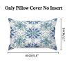 Blue and Green Floral Pattern Decorative Throw Pillow Covers 12x18in Farmhouse Rectangle Accent Pillow Cases Cushion Cover Cases for Sofa Chair Bedroom Home Decor view 2