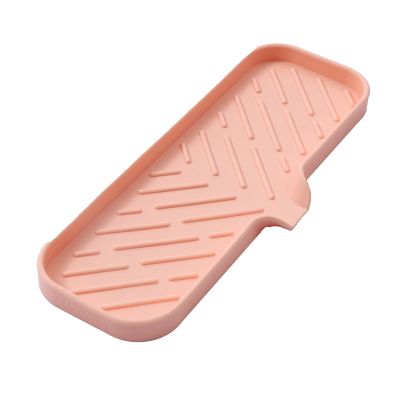 MicoYang Silicone Bathroom Soap Dishes with Drain Spout-Bathroom and Kitchen Sink Organizer,Sponge Holder,Dish Soap Tray,Perfect for Dispenser,Scrubber,Bottle,Cup on Sink or Counter-Pink 12"4"