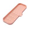 MicoYang Silicone Bathroom Soap Dishes with Drain Spout-Bathroom and Kitchen Sink Organizer,Sponge Holder,Dish Soap Tray,Perfect for Dispenser,Scrubber,Bottle,Cup on Sink or Counter-Pink 12"4" view 1