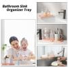 MicoYang Silicone Bathroom Soap Dishes with Drain Spout-Bathroom and Kitchen Sink Organizer,Sponge Holder,Dish Soap Tray,Perfect for Dispenser,Scrubber,Bottle,Cup on Sink or Counter-Pink 12"4" view 3