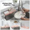 MicoYang Silicone Bathroom Soap Dishes with Drain Spout-Bathroom and Kitchen Sink Organizer,Sponge Holder,Dish Soap Tray,Perfect for Dispenser,Scrubber,Bottle,Cup on Sink or Counter-Pink 12"4" view 4