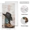 KENADVI Western Rodeo Cowboy Hand Towels Set of 2,Soft Absorben Black Grey Hat Brown Boots Kitchen Dish Towels,Retro Grunge Art Decorative Hand Towels for Bathroom,Shower,Face,Hair,Guest 14"x28" view 2