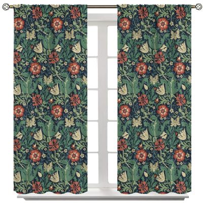 Vintage Plant Floral Windows Curtains,Rustic Bedroom Living Room Kitchen Window Window Treatments Drapes 42x63in
