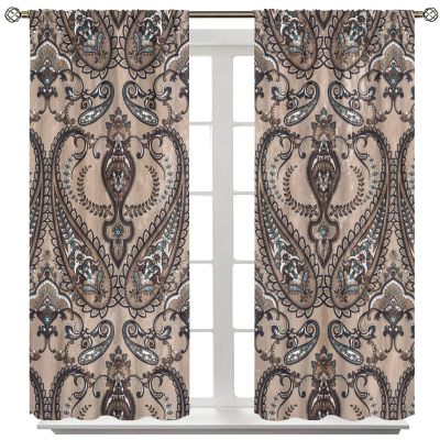 Vintage Curtains,Brown Paisley Patterned Home Window Treatments,Boho Ethnic Home Bedroom Living Room Kitchen Window Curtains 42x54 Inch