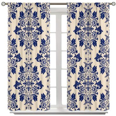 Vintage Style Window Curtains,Rustic Floral Botanical Patterns for Bedroom Living Room Kitchen,Bohemian Ethnic Drapes 63x72in