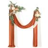 HJLRR Wedding Arch Flowers Kit(4 Pack), 2pcs Artificial Flowers Rose Vine with 2pcs Sheer Fabric Drape, Handmade Silk Wedding Flowers Garland for Wedding Party Ceremony,A2 view 1