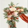 HJLRR Wedding Arch Flowers Kit(4 Pack), 2pcs Artificial Flowers Rose Vine with 2pcs Sheer Fabric Drape, Handmade Silk Wedding Flowers Garland for Wedding Party Ceremony,A2 view 3