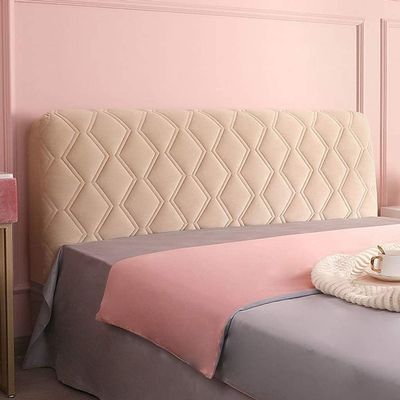 Headboard Covers Slipcover, Stretch Bed Headboard Covers, Small Square Jacquard Dustproof Protector Cover for Upholstered Headboard (Milk White, Queen Headboard Length ( Color : #61 , Size : Cal king: